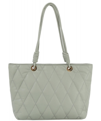 Quilted Tote Bag with Loop Knot Handle JY-0483-M SAGE